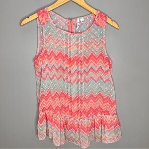 ELLE chevron print sheet ruffle tank top